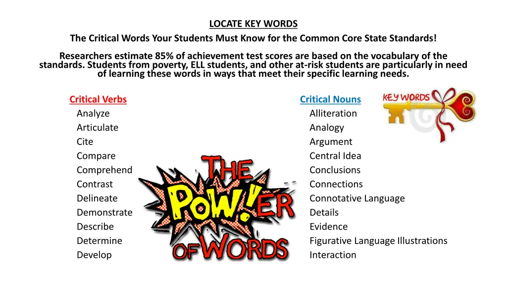 locate key words
