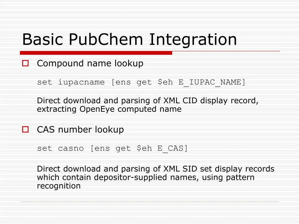 basic pubchem integration 1