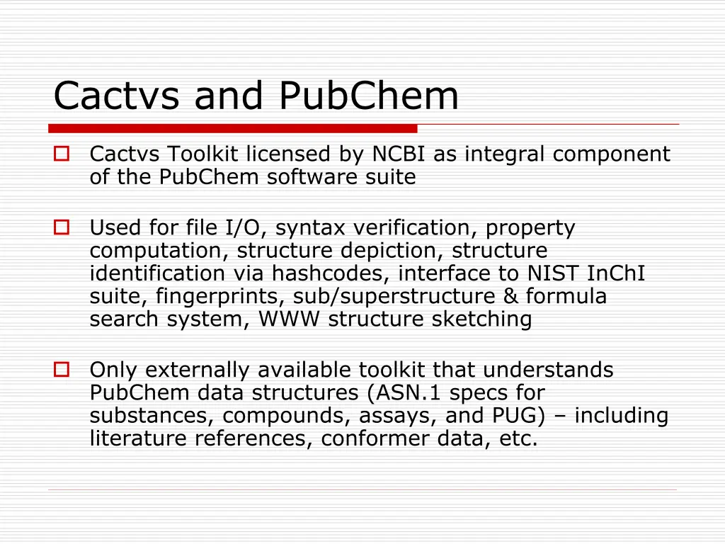 cactvs and pubchem