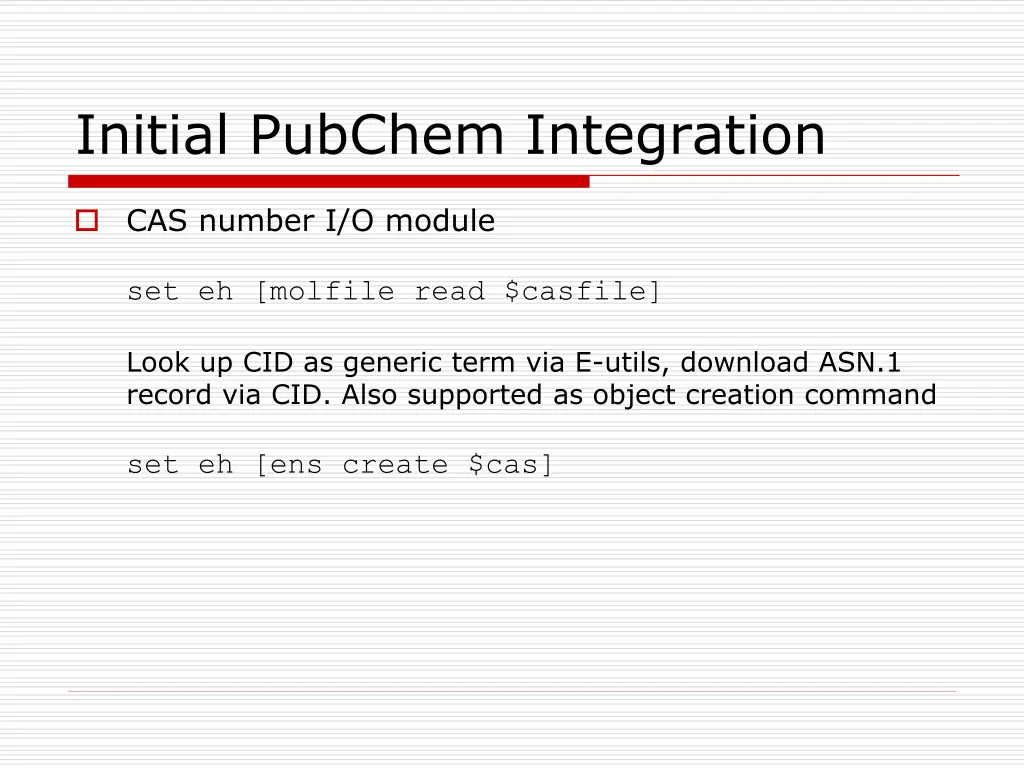 initial pubchem integration