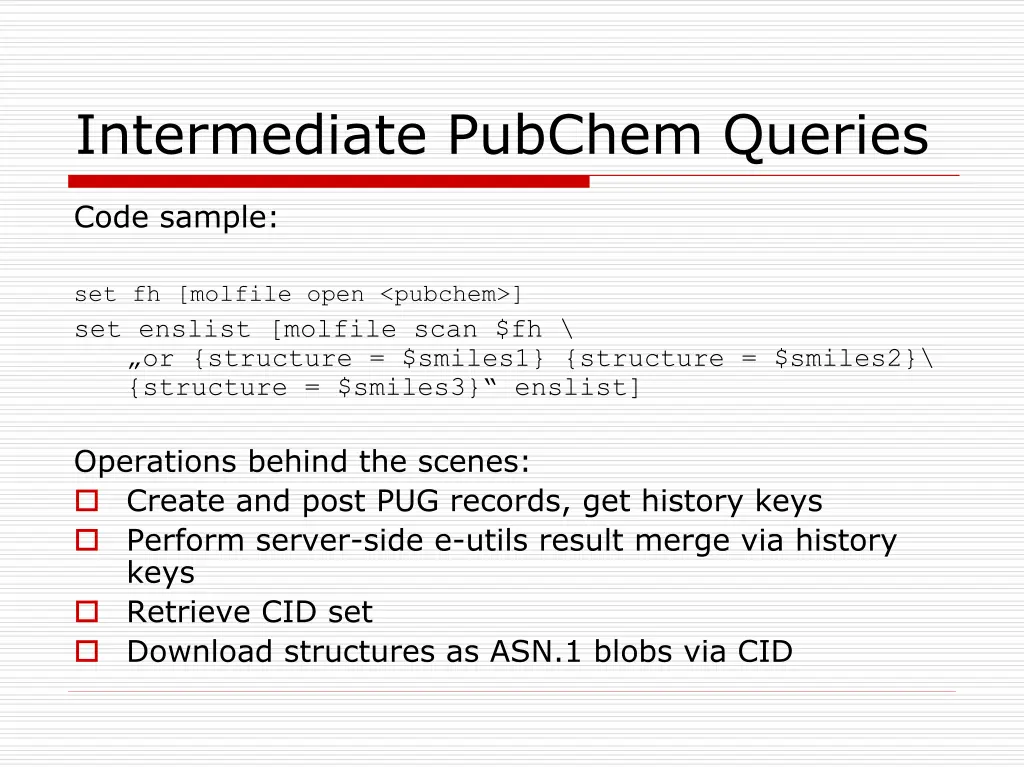 intermediate pubchem queries