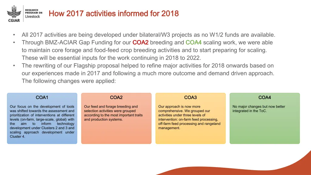 how 2017 activities informed for 2018 how 2017