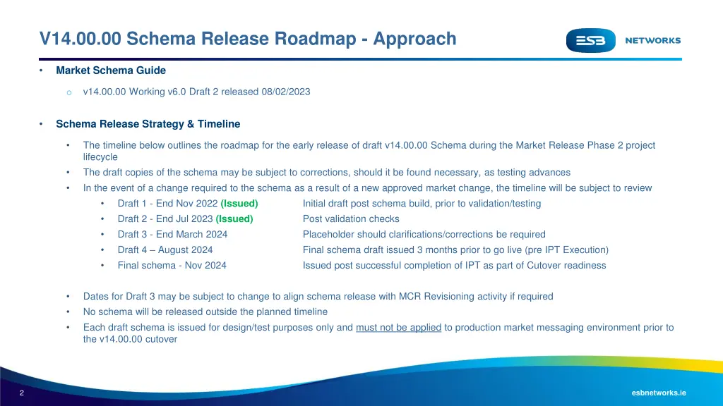 v14 00 00 schema release roadmap approach