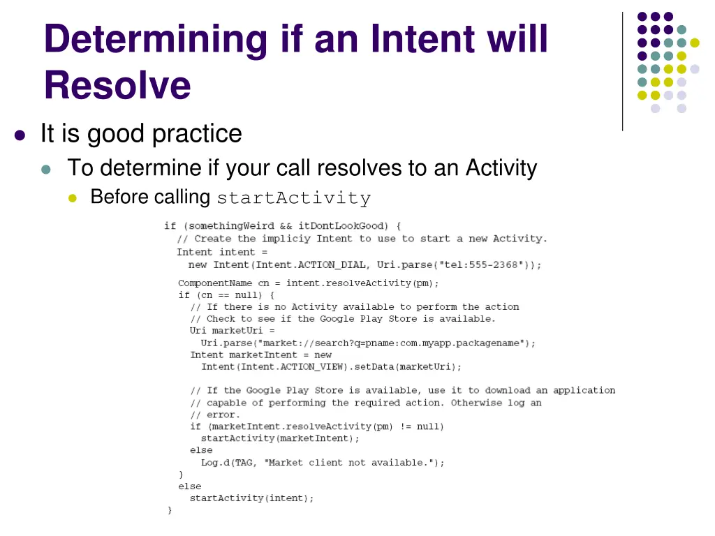 determining if an intent will resolve