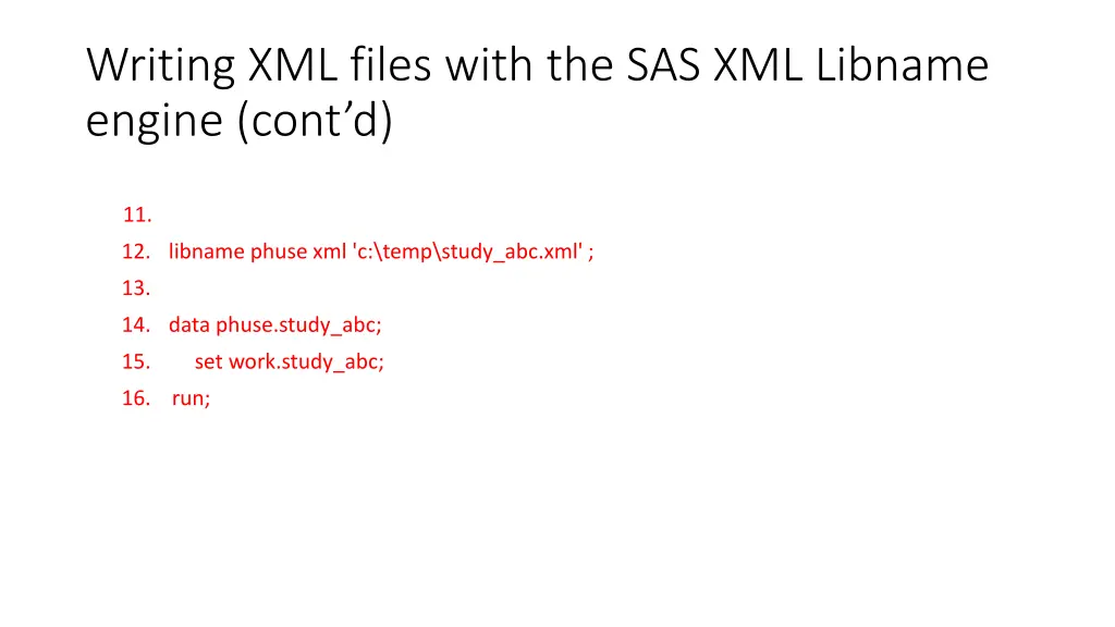 writing xml files with the sas xml libname engine 1