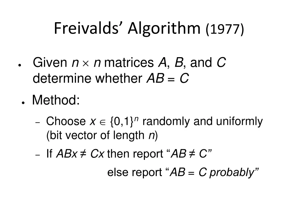 freivalds algorithm 1977