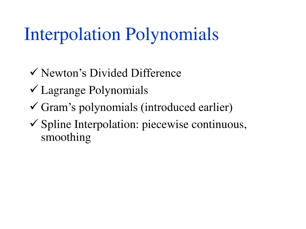 interpolation polynomials