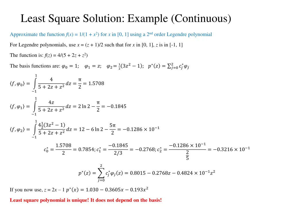 least square solution example continuous