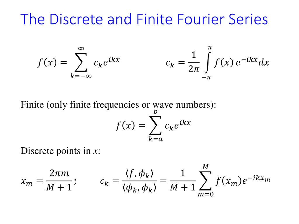 the discrete and finite fourier series