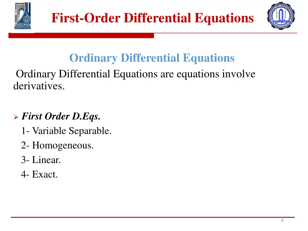 first order differential equations