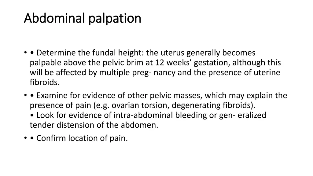 abdominal palpation abdominal palpation