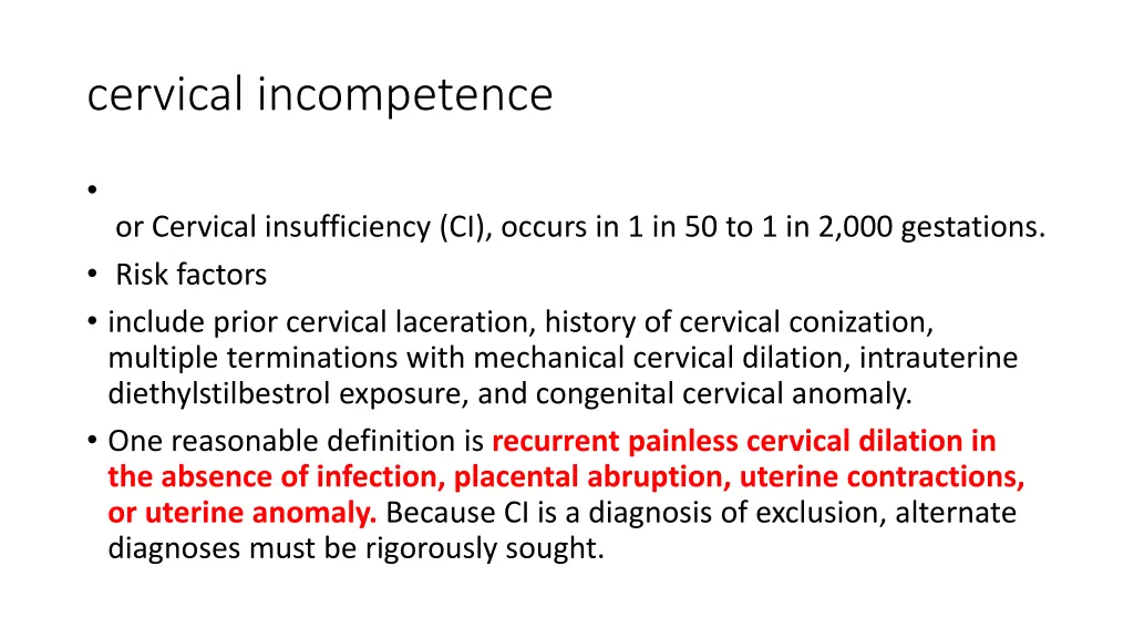 cervical incompetence