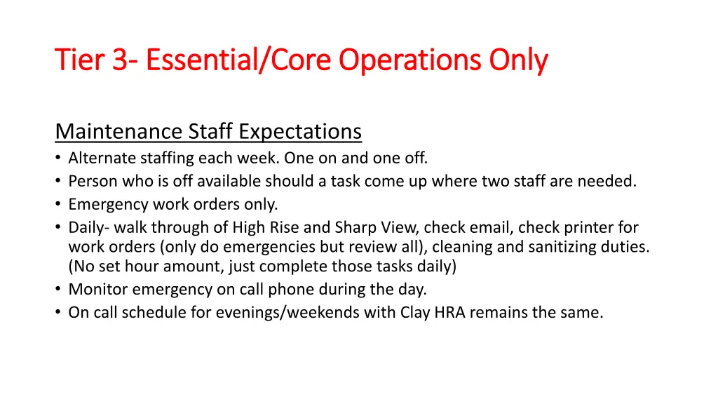 tier 3 tier 3 essential core operations only 1