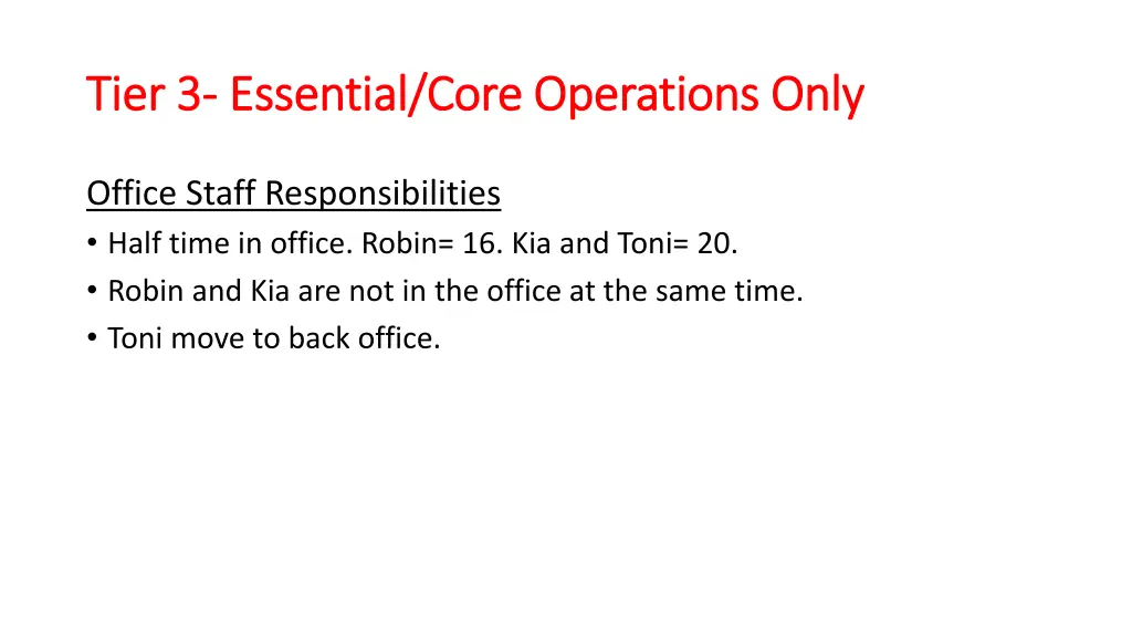 tier 3 tier 3 essential core operations only 2