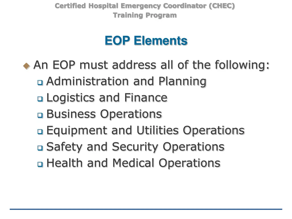 certified hospital emergency coordinator chec 11