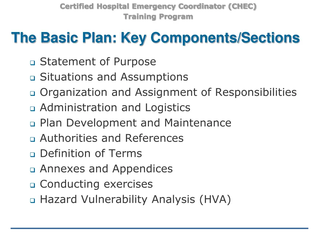 certified hospital emergency coordinator chec 12