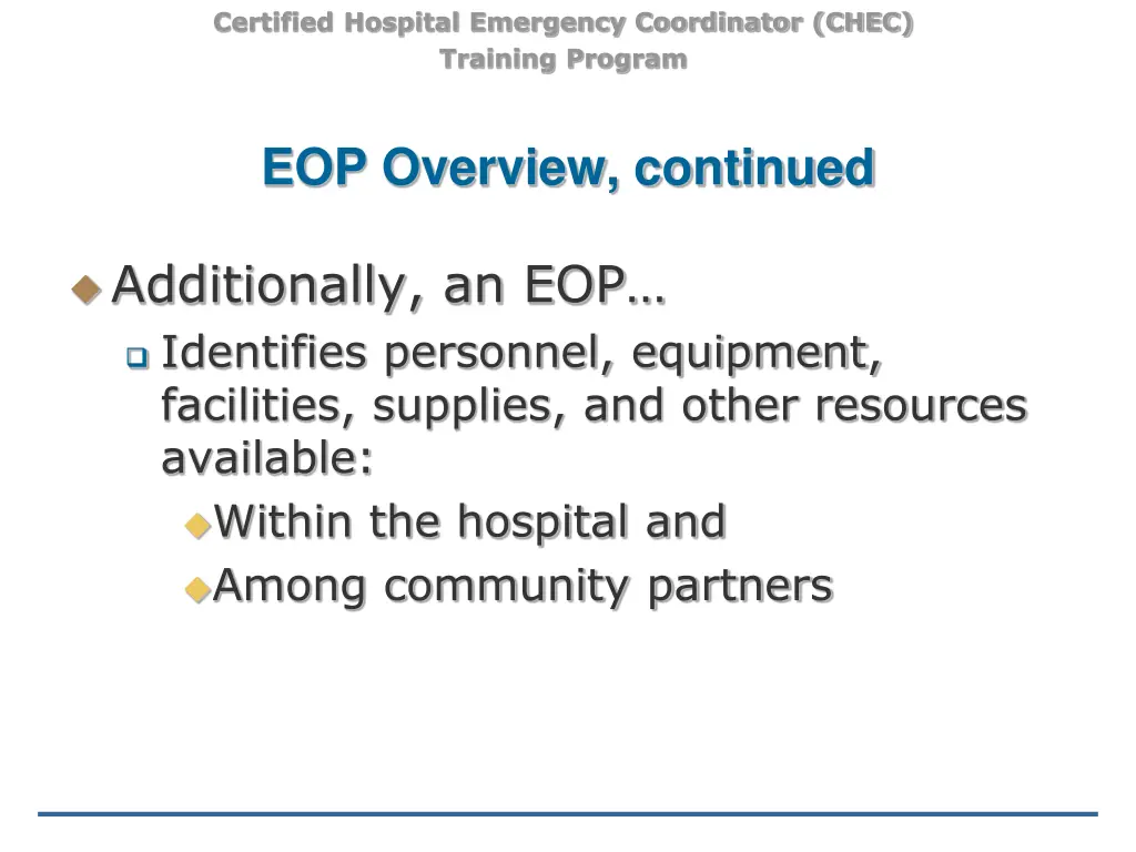 certified hospital emergency coordinator chec 6
