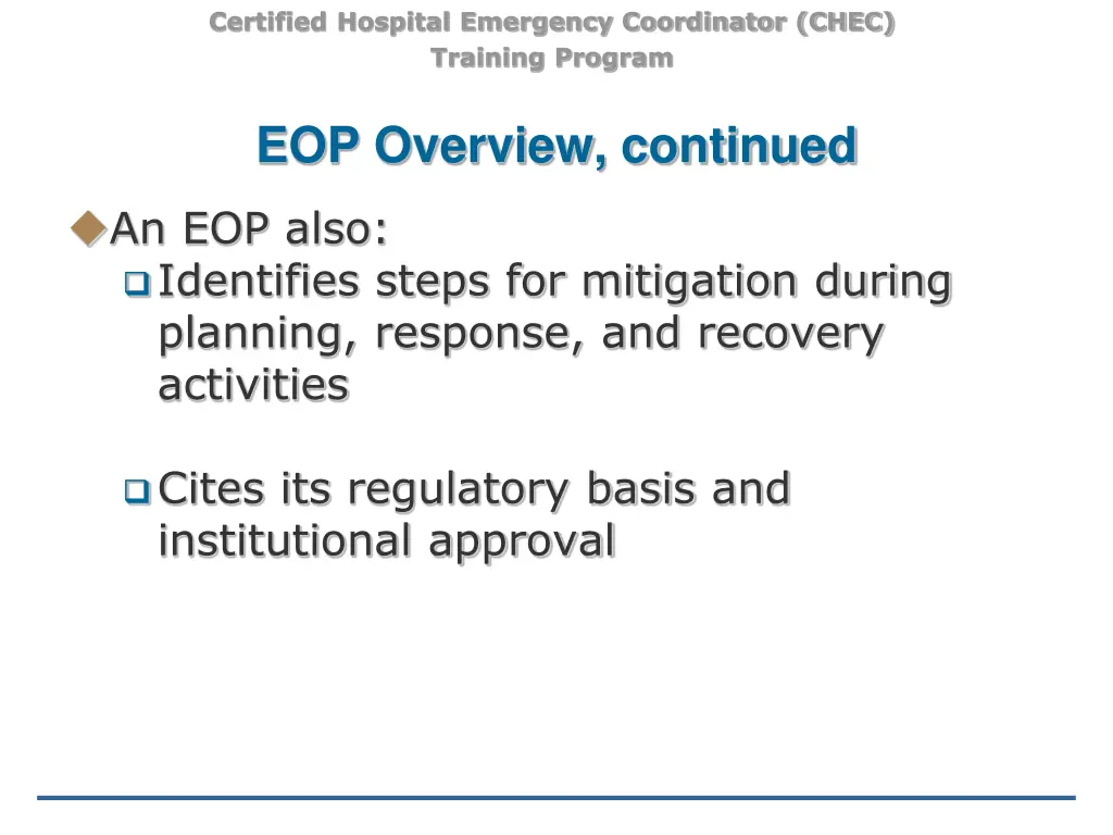 certified hospital emergency coordinator chec 7