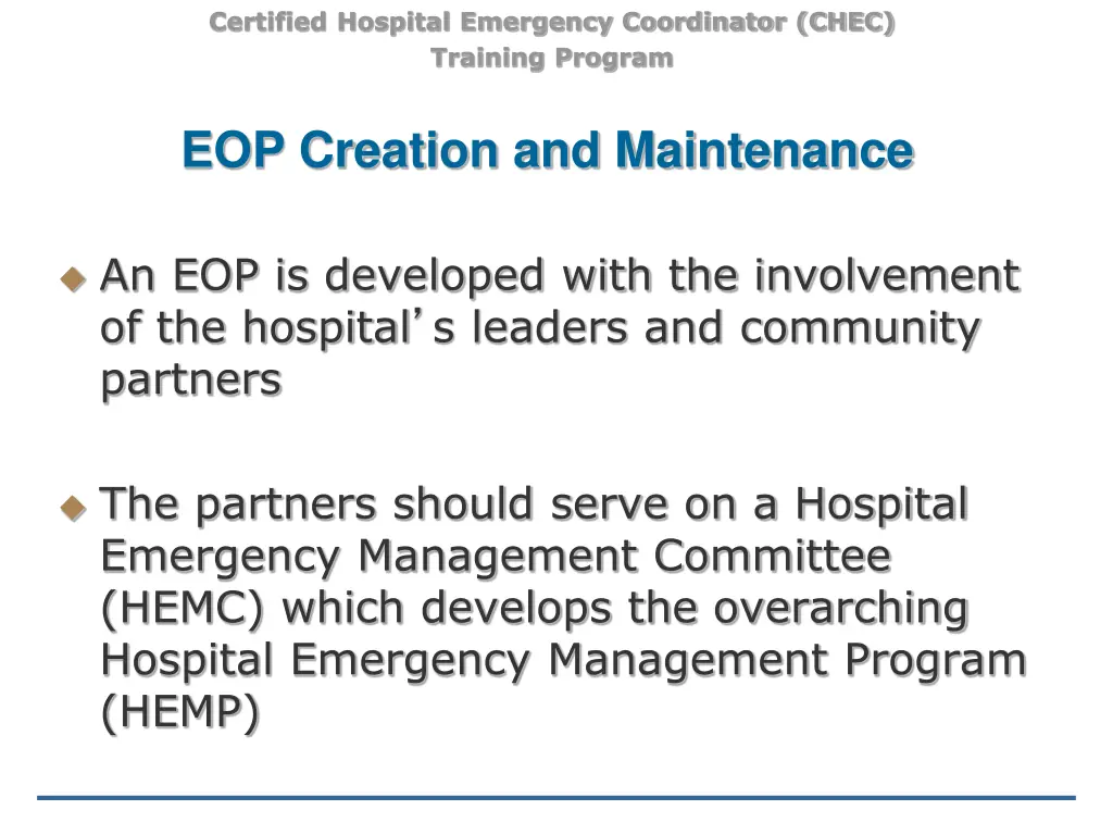 certified hospital emergency coordinator chec 9