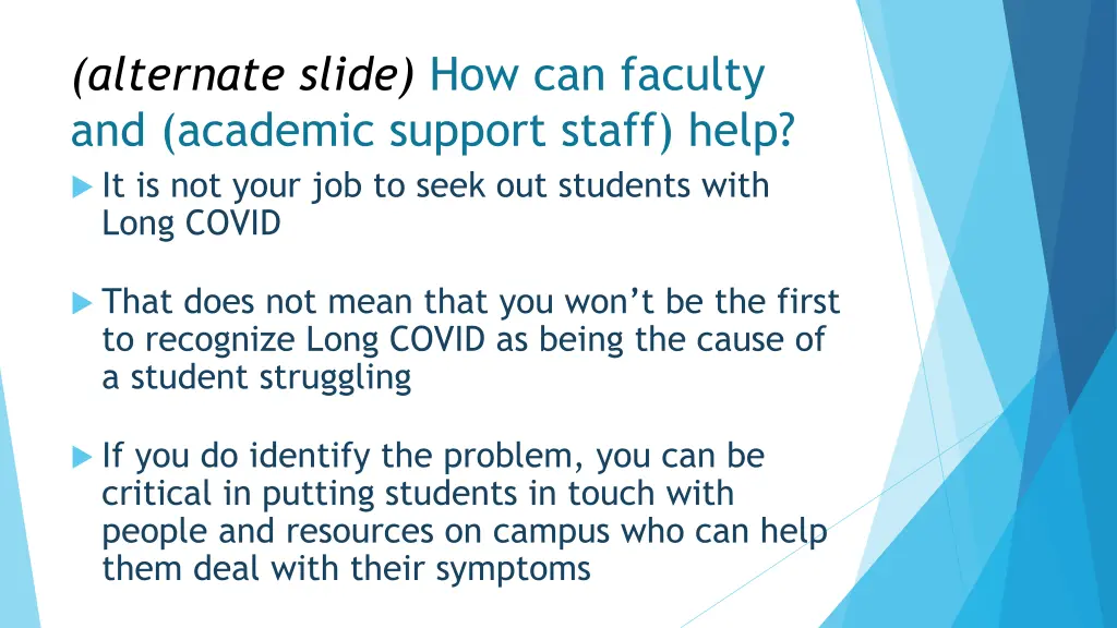 alternate slide how can faculty and academic