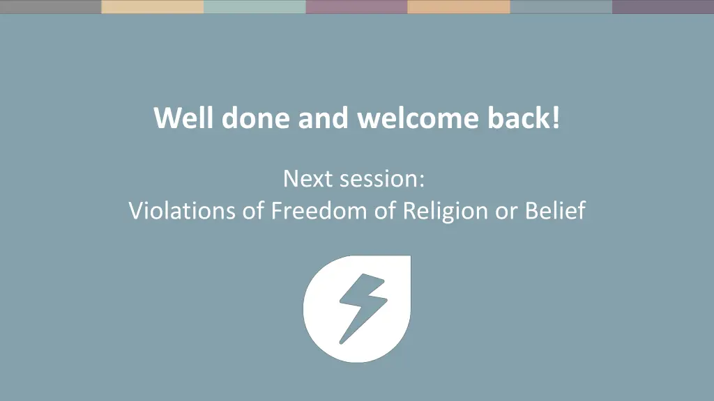 well done and welcome back