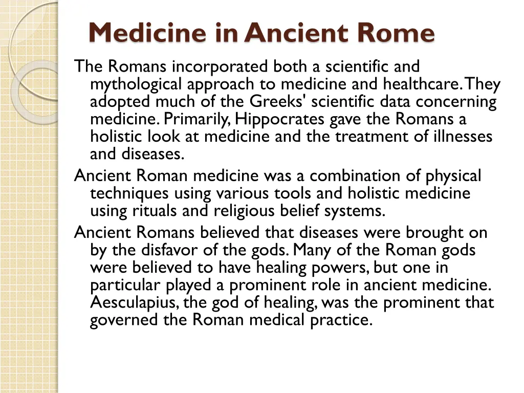 medicine in ancient rome the romans incorporated