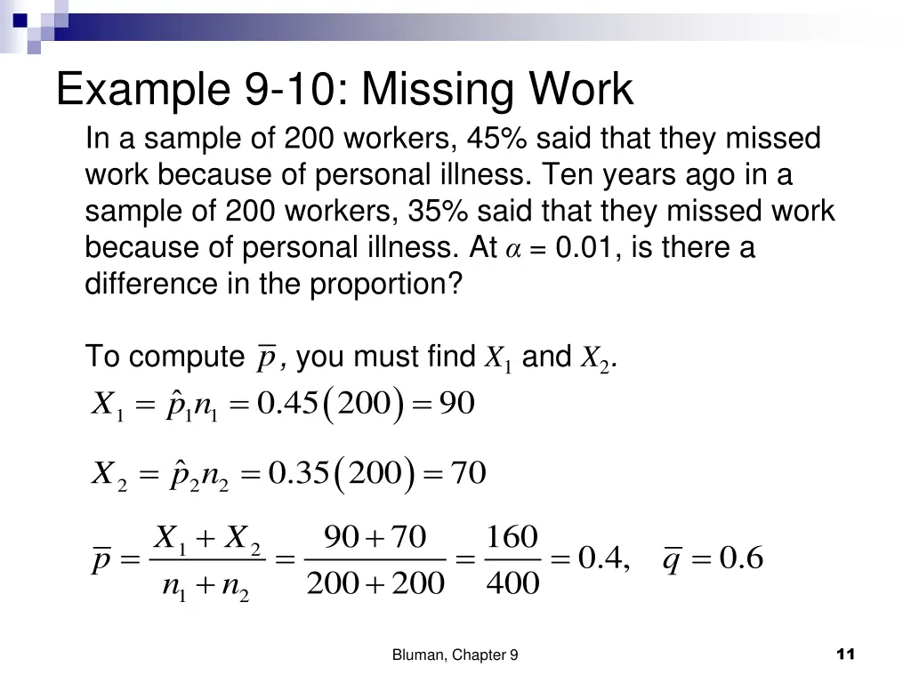 example 9 10 missing work in a sample