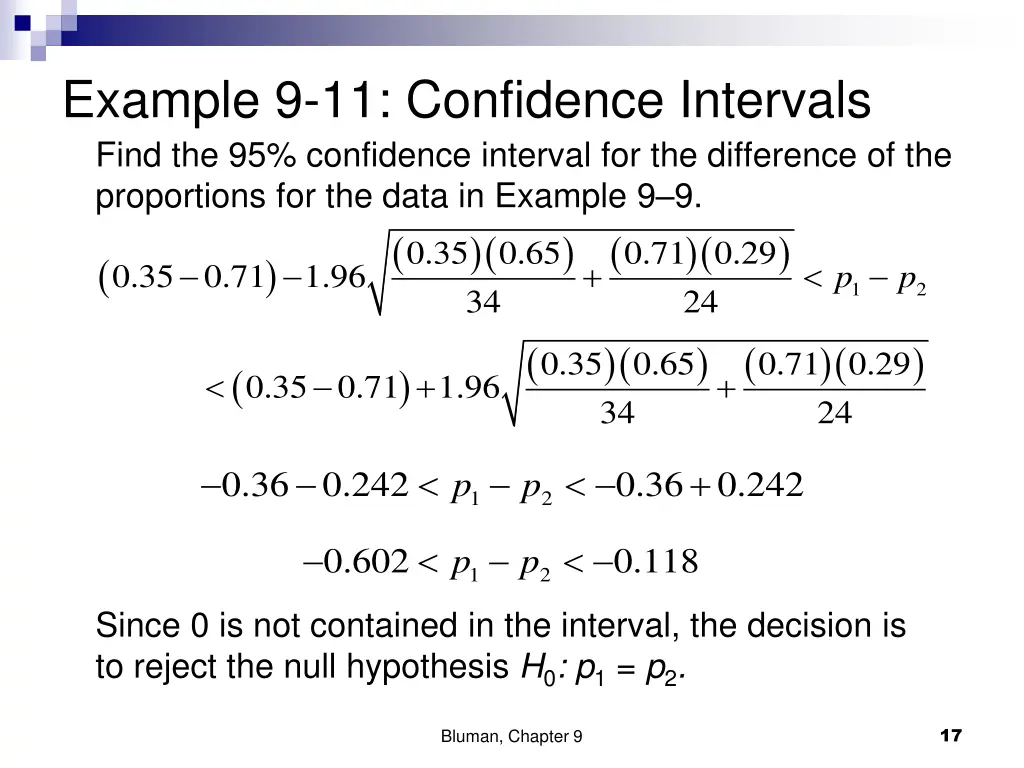 example 9 11 confidence intervals find 1