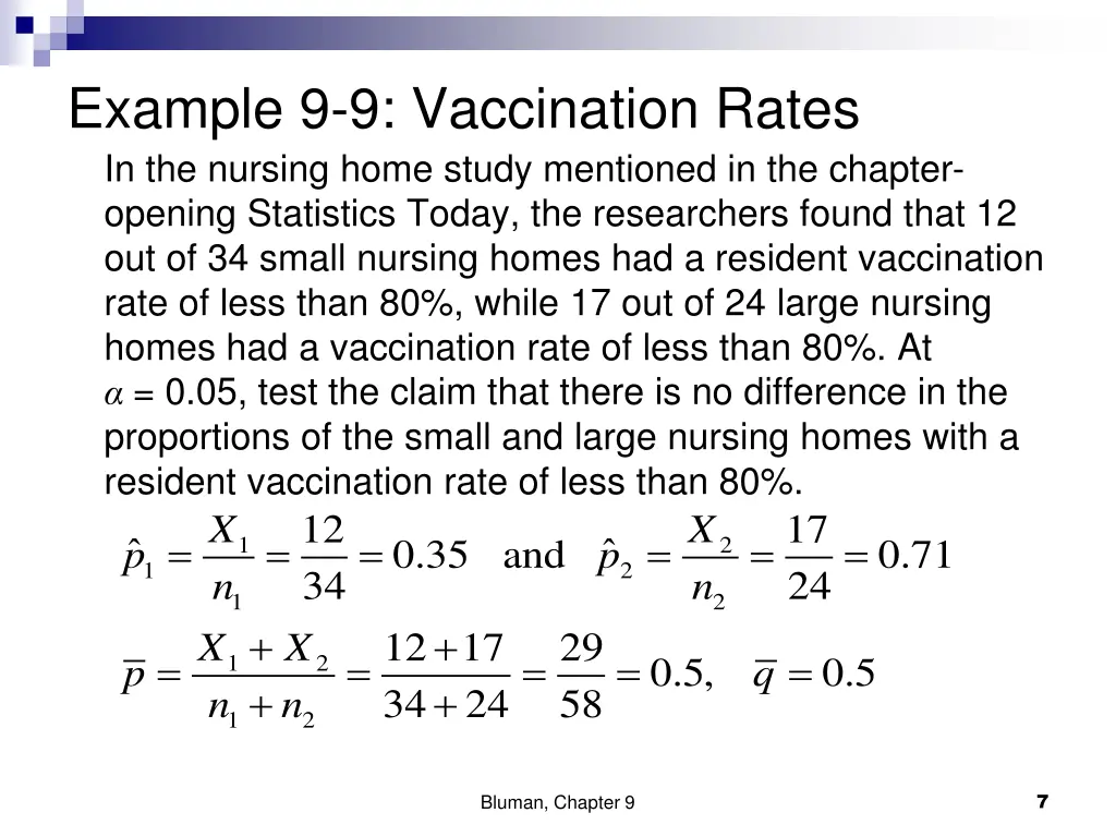example 9 9 vaccination rates in the nursing home