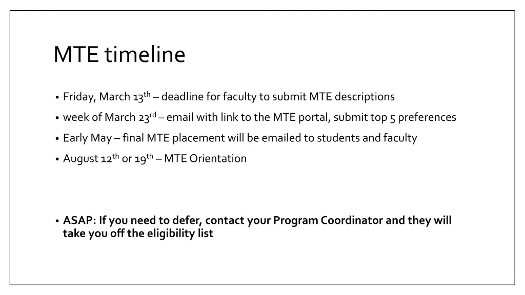 mte timeline
