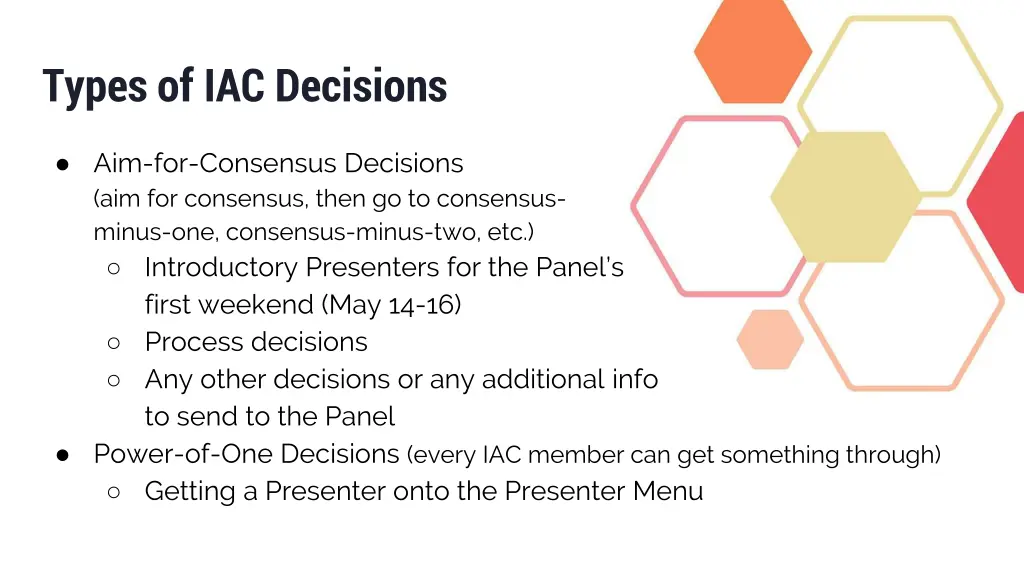 types of iac decisions