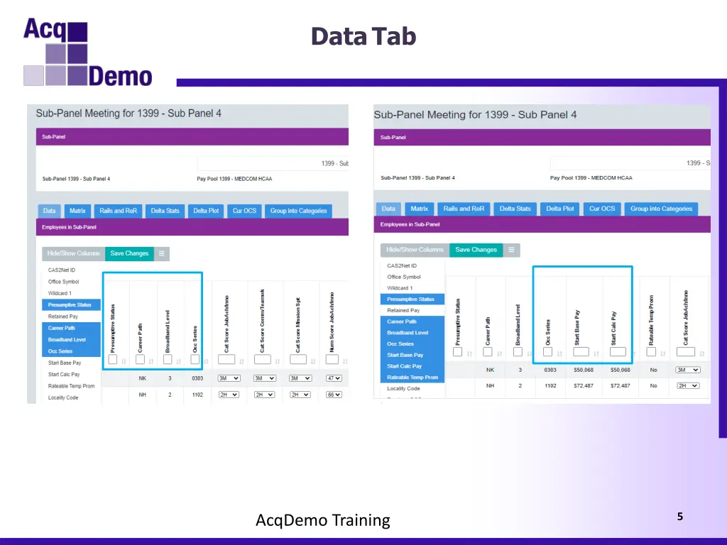 data tab
