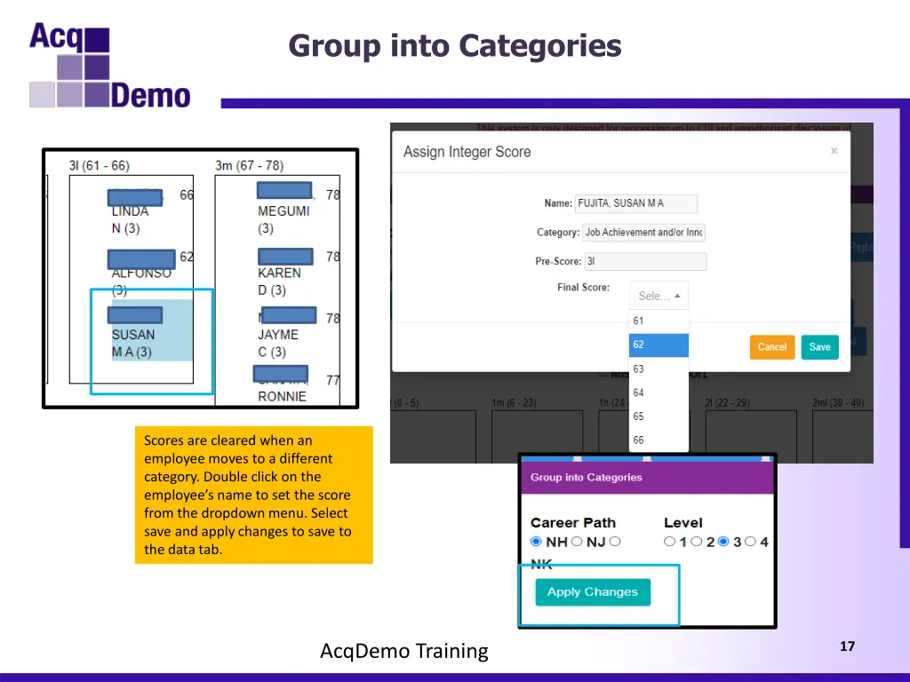 group into categories 1