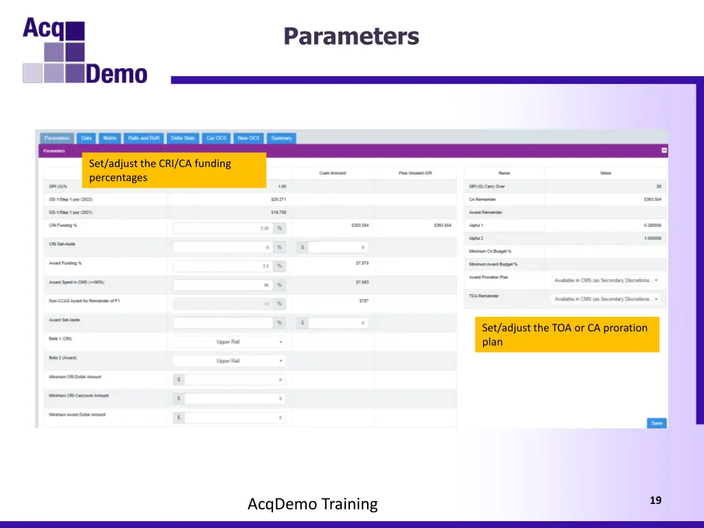 parameters