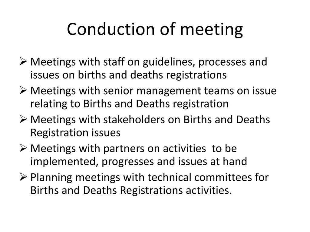 conduction of meeting