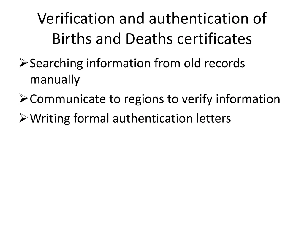 verification and authentication of births