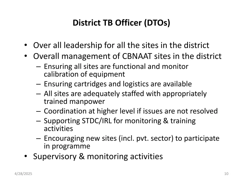 district tb officer dtos