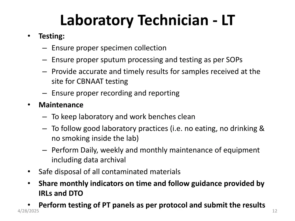 laboratory technician lt testing ensure proper