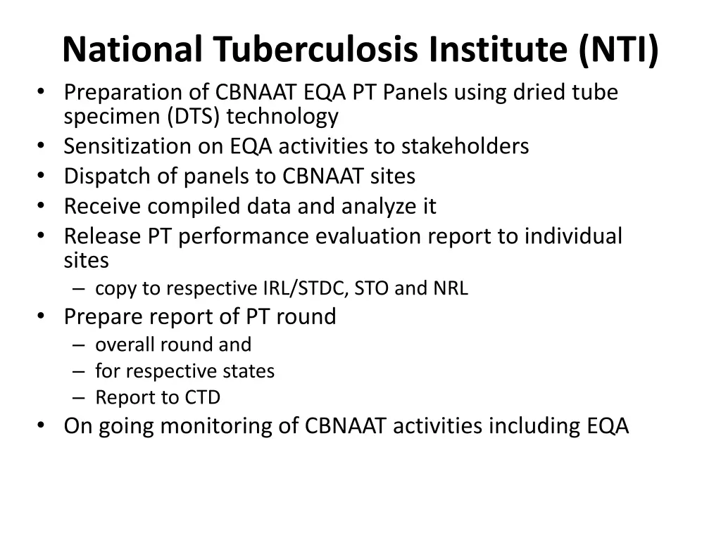 national tuberculosis institute nti preparation