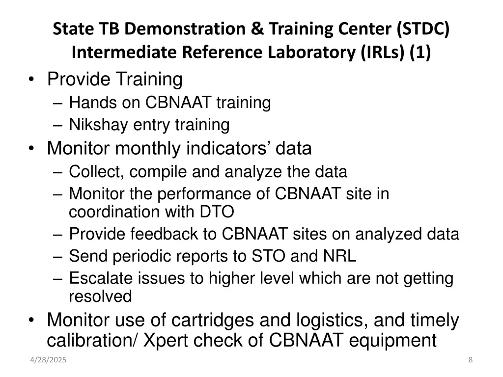 state tb demonstration training center stdc