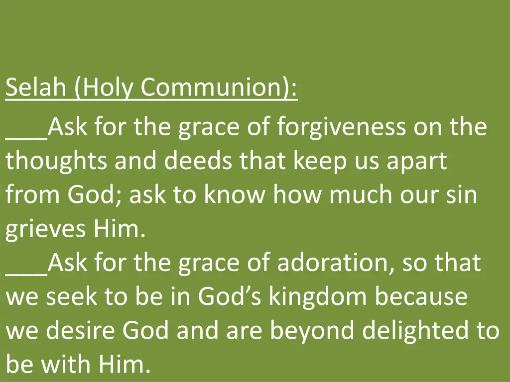 selah holy communion