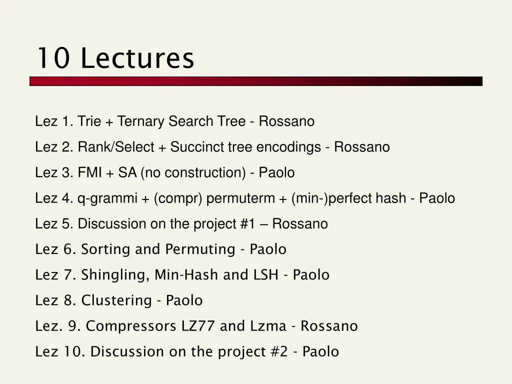 10 lectures