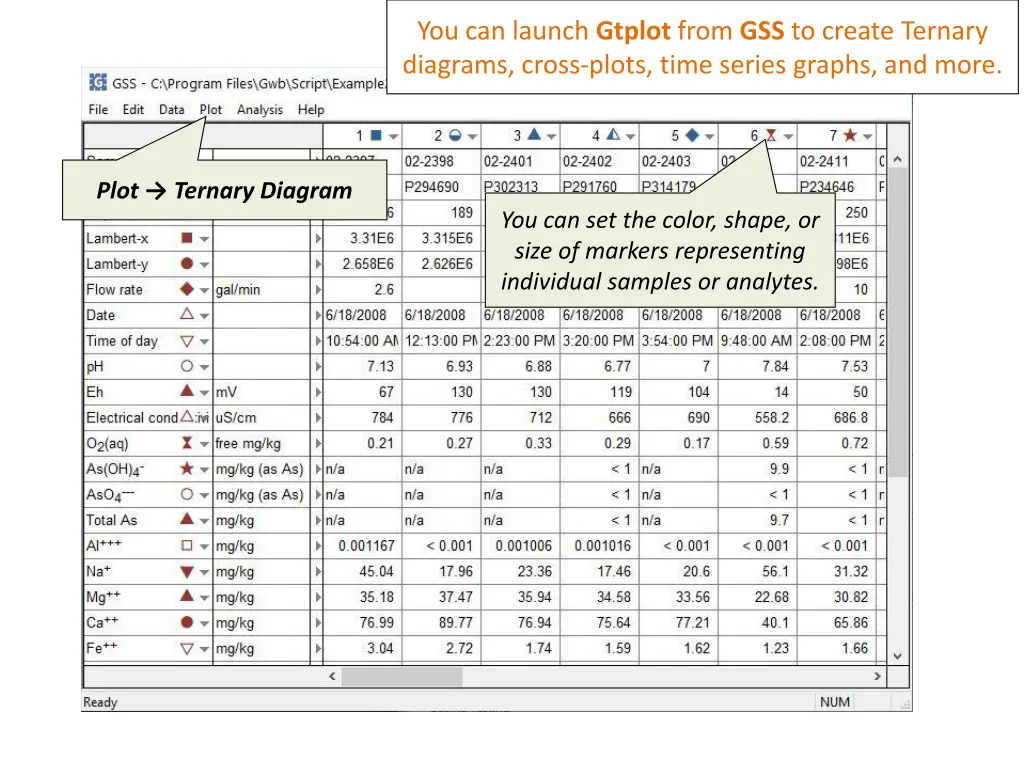 you can launch gtplot from gss to create ternary