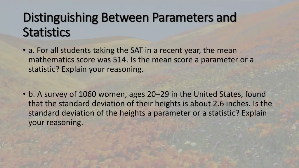 distinguishing between parameters