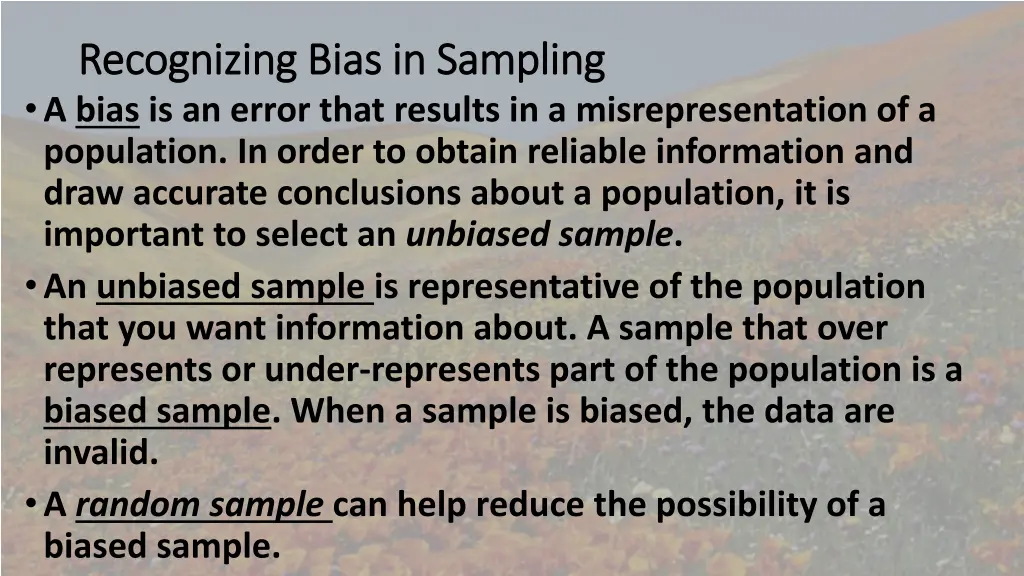 recognizing bias in sampling recognizing bias