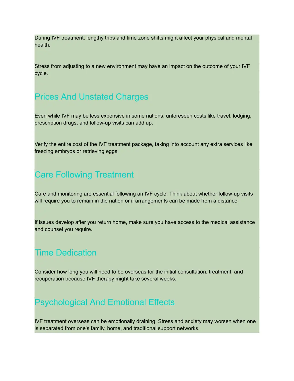 during ivf treatment lengthy trips and time zone