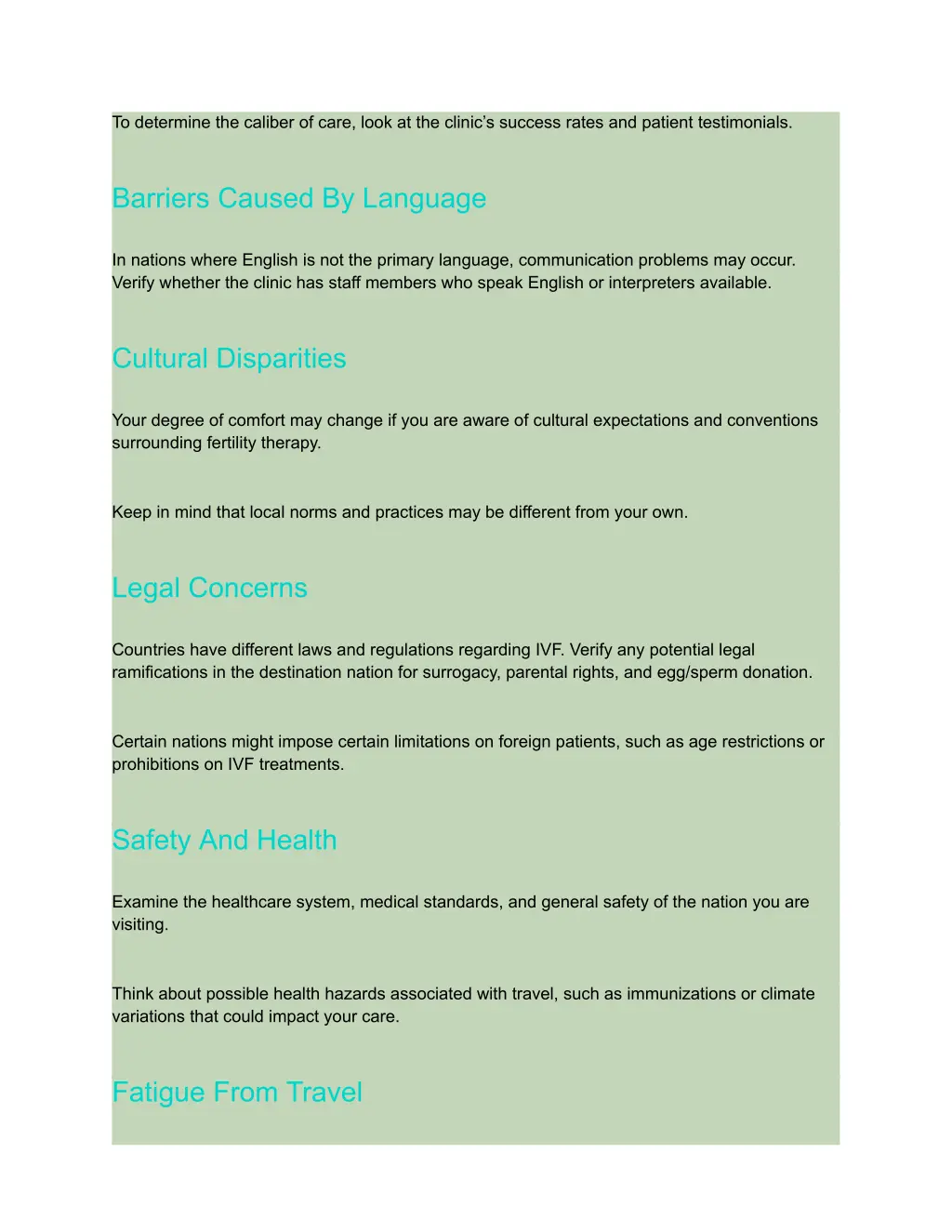 to determine the caliber of care look