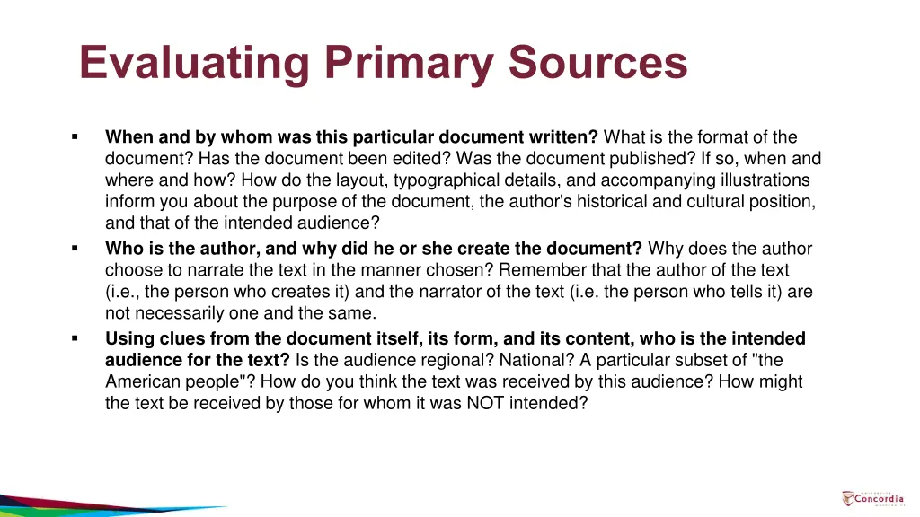 evaluating primary sources