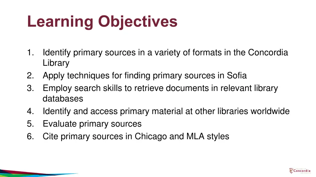 learning objectives
