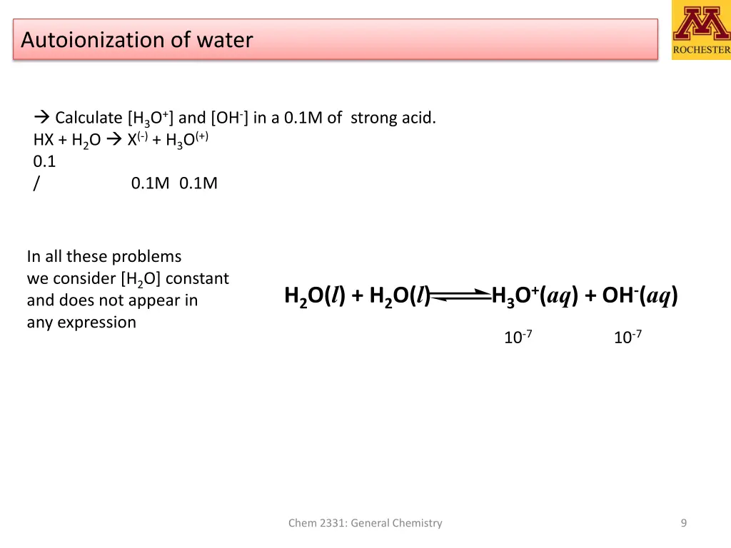 autoionization of water 1